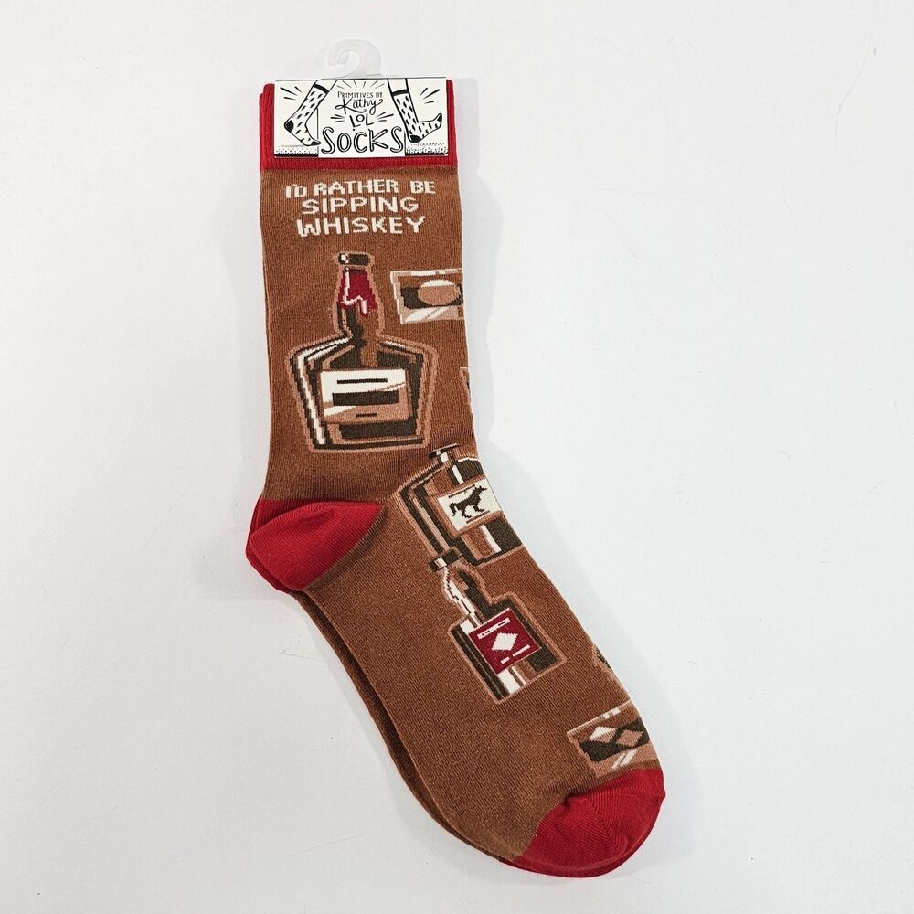 Primitives By Kathy - Rather Be Sipping Whiskey Socks - 120456 - unisex One Size